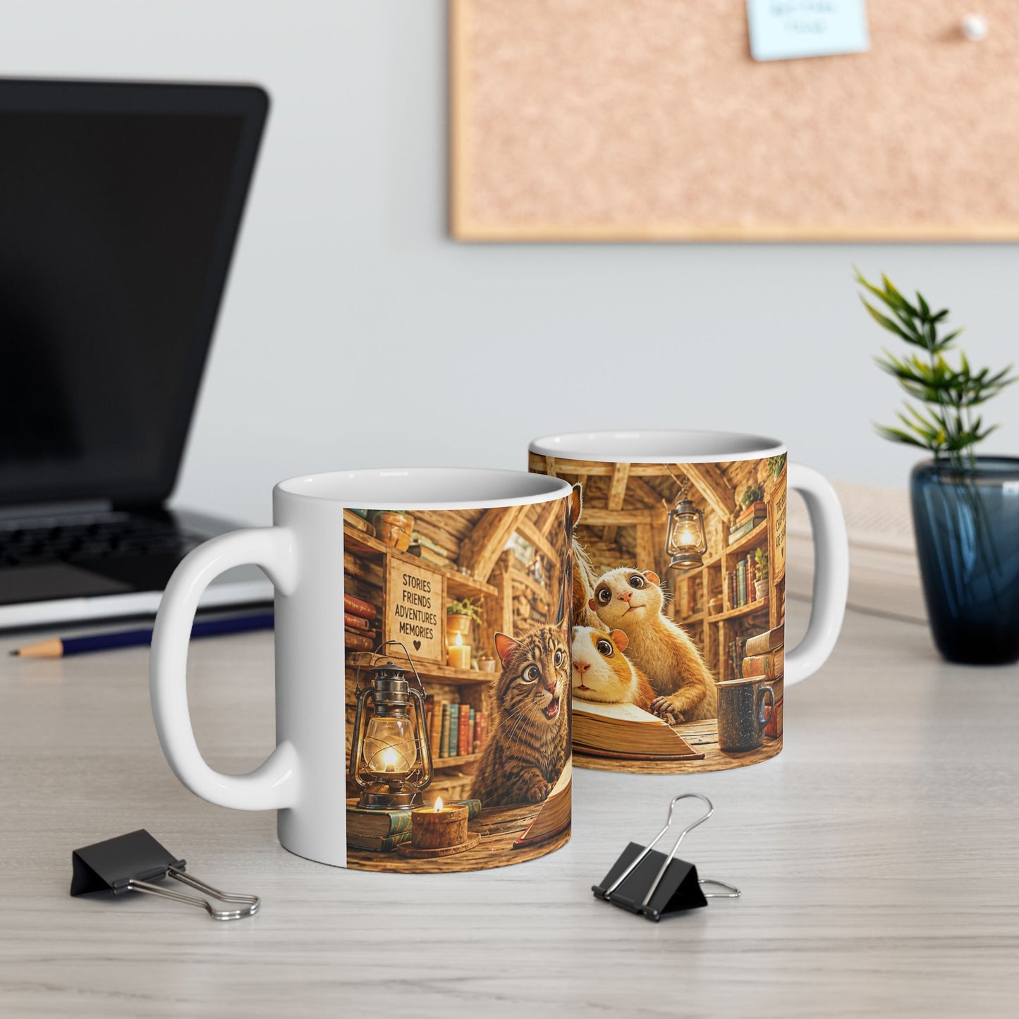 Animal Storytime Ceramic Mug — Cute Farm Friends Reading Design (11oz, 15oz)