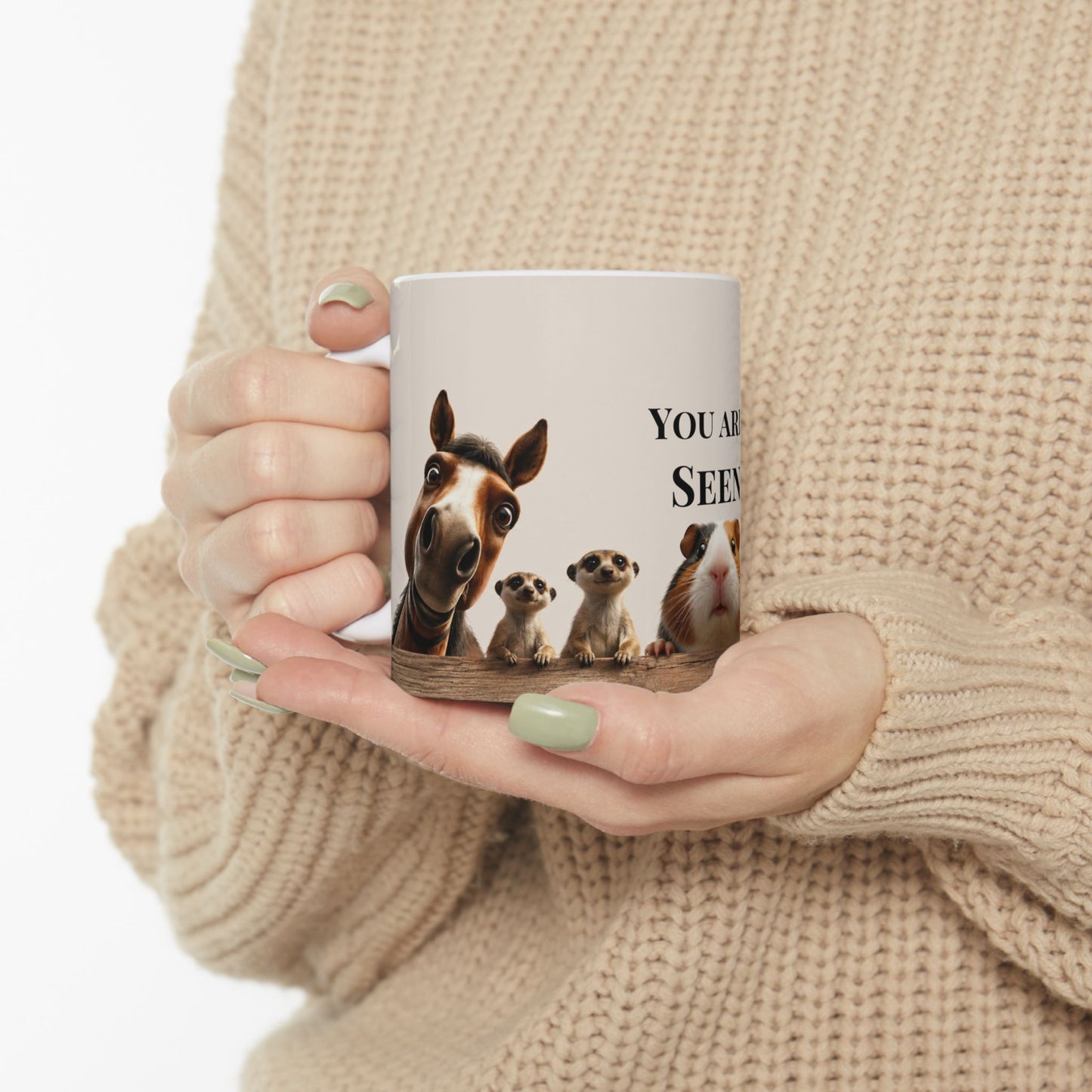 You Are Seen Mug — Cute Guinea Pig & Meerkat Ceramic Coffee Cup (11oz/15oz)