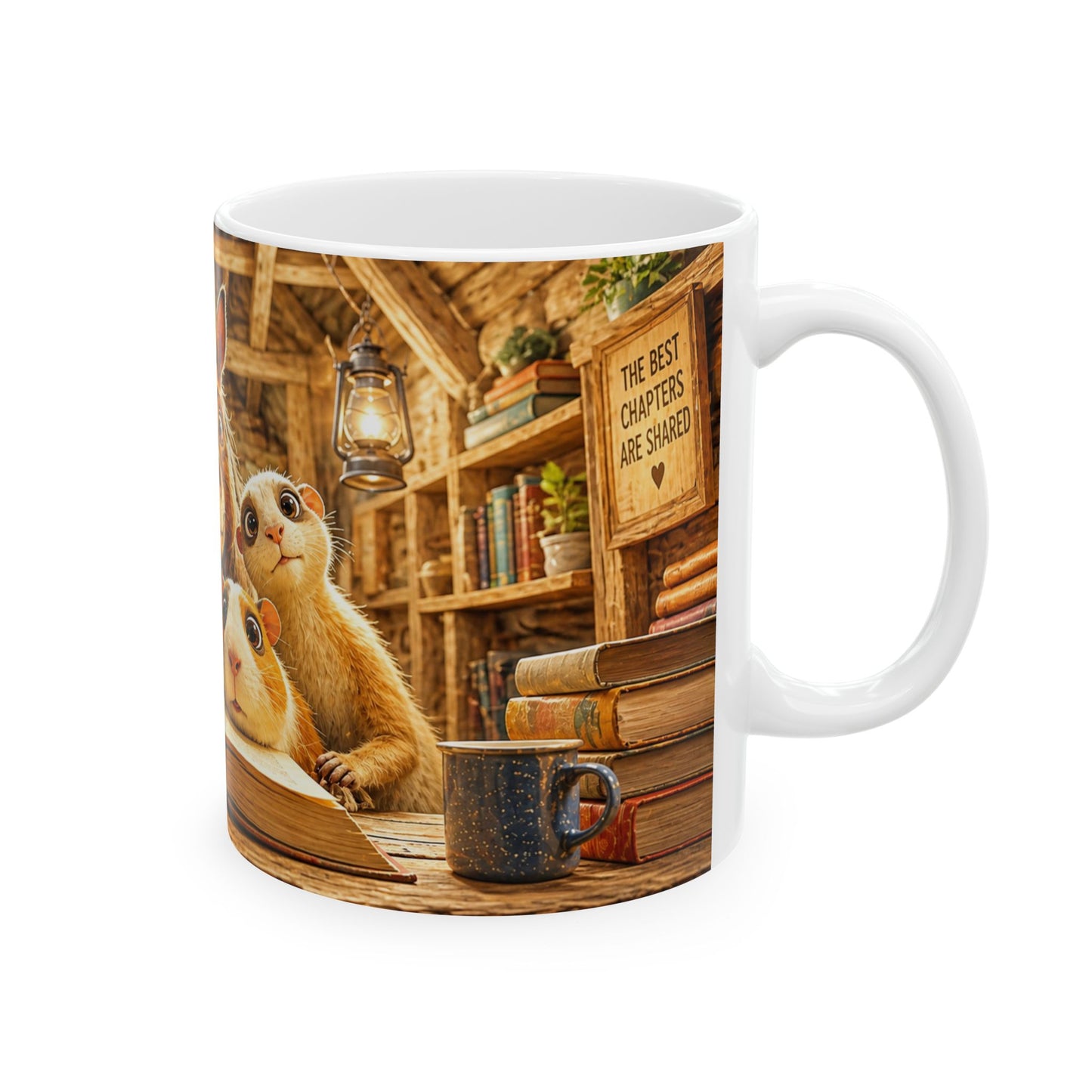 Animal Storytime Ceramic Mug — Cute Farm Friends Reading Design (11oz, 15oz)