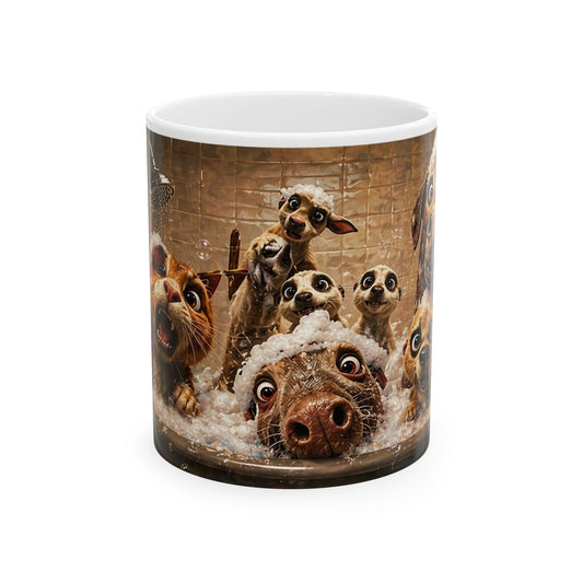 Cut Farm Animal Mug - Funny Barnyard Bath Time, Rustic Country Gift (11oz/15oz)